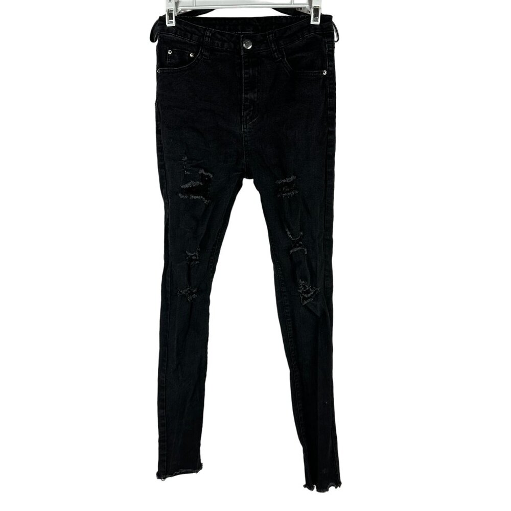 Shein Black Distressed Skinny Jeans Size S Women's Stretch Fit